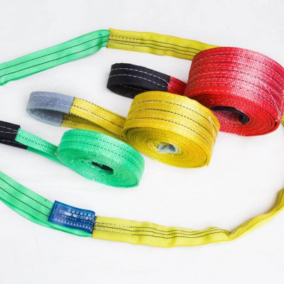 扁平彩色涤纶吊装带起重工具吊装设备两头扣国标吊绳