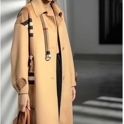 冬季时尚外套 双面羊绒大衣 广州品牌女装工厂尾货