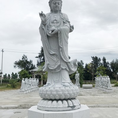 江西唐代石雕观音造像 寺庙摆放石雕佛像厂 韦陀菩萨拿杵的含义