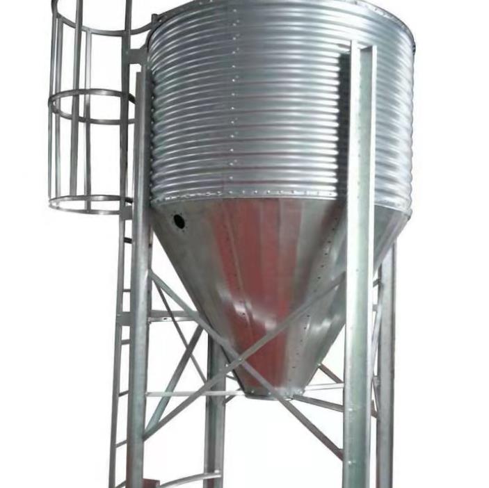 养殖场饲料运输储存设备镀锌板料塔的外观与特点3吨料塔
