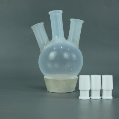 三口PFA反应烧瓶透明耐酸碱PFA反应釜氟化氢蒸馏装置