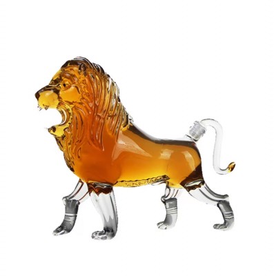 河间华企生产狮子造型酒瓶高硼硅玻璃泡酒瓶750ml