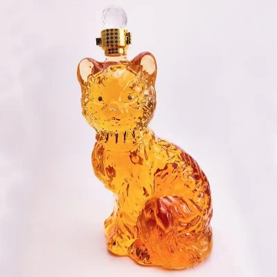 河间华企手工艺生产十二生肖酒瓶动物异形小猫酒瓶1000ml