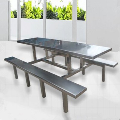 不锈钢加厚食堂餐桌椅 八人位设计 让大家都有餐桌椅使用
