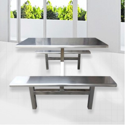 八人位不锈钢餐桌 长条形结构设计 让餐桌椅的受力更均匀